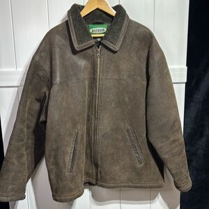 Arcadia mens vintage genuine brown leather coat